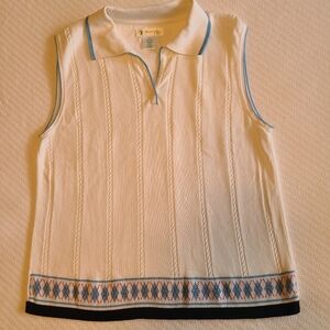 Duck head Sleeveless 100% Cotton Sport White and blue Shirt Size M